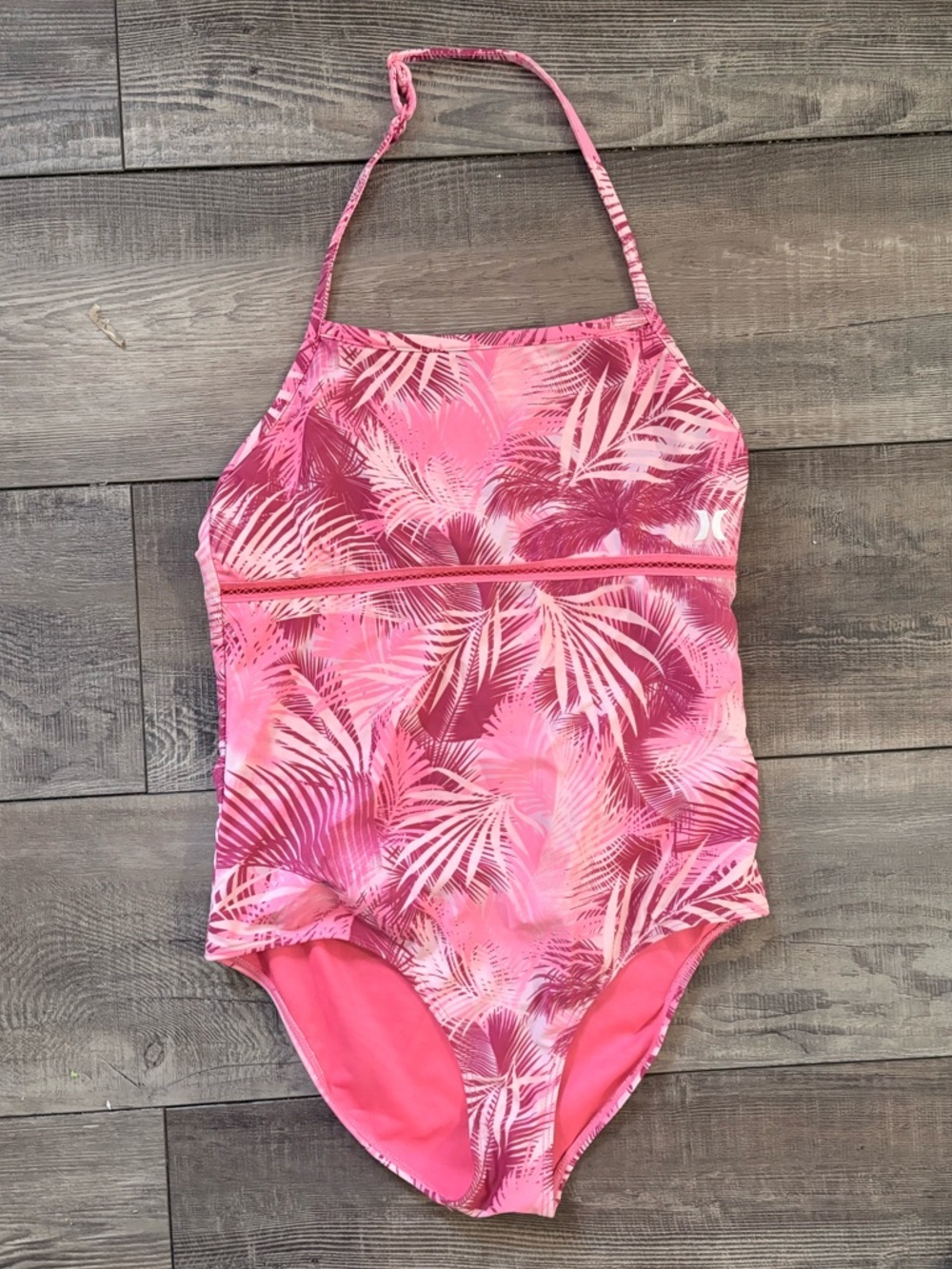 Hurley Girls' Pink Tropical One-Piece Swimsuit